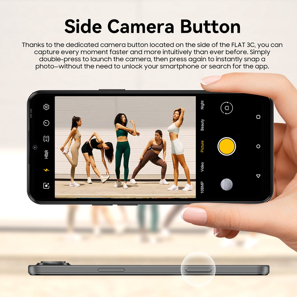 OSCAL FLAT 3C Unlocked Cell Phone,Android 16 Phone with 6.56" HD+ Display,5000mAh Battery,16(4+12)+64GB/1TB Expandable,32MP Rear Camera,IP54,DokeOS 5.0,Black