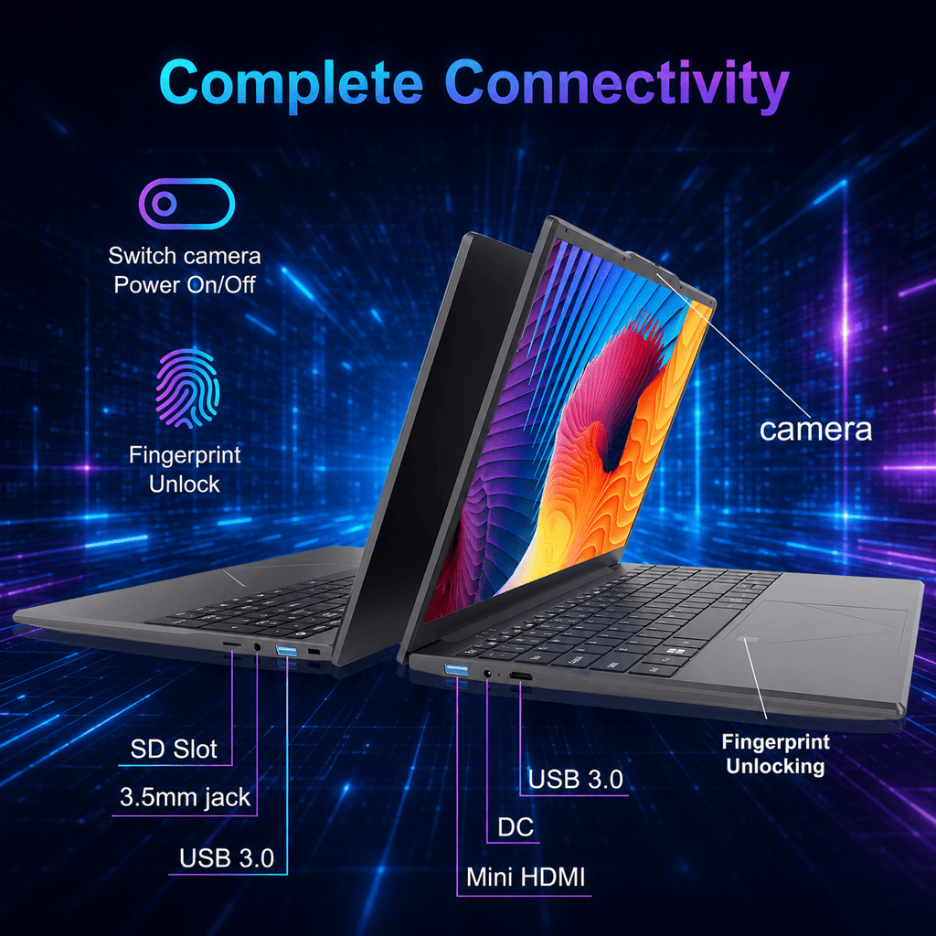 15.6 Student Laptop, Intel I3, 12GB RAM 256GB ROM Notebook Business Laptop for Beginner, Student, Business