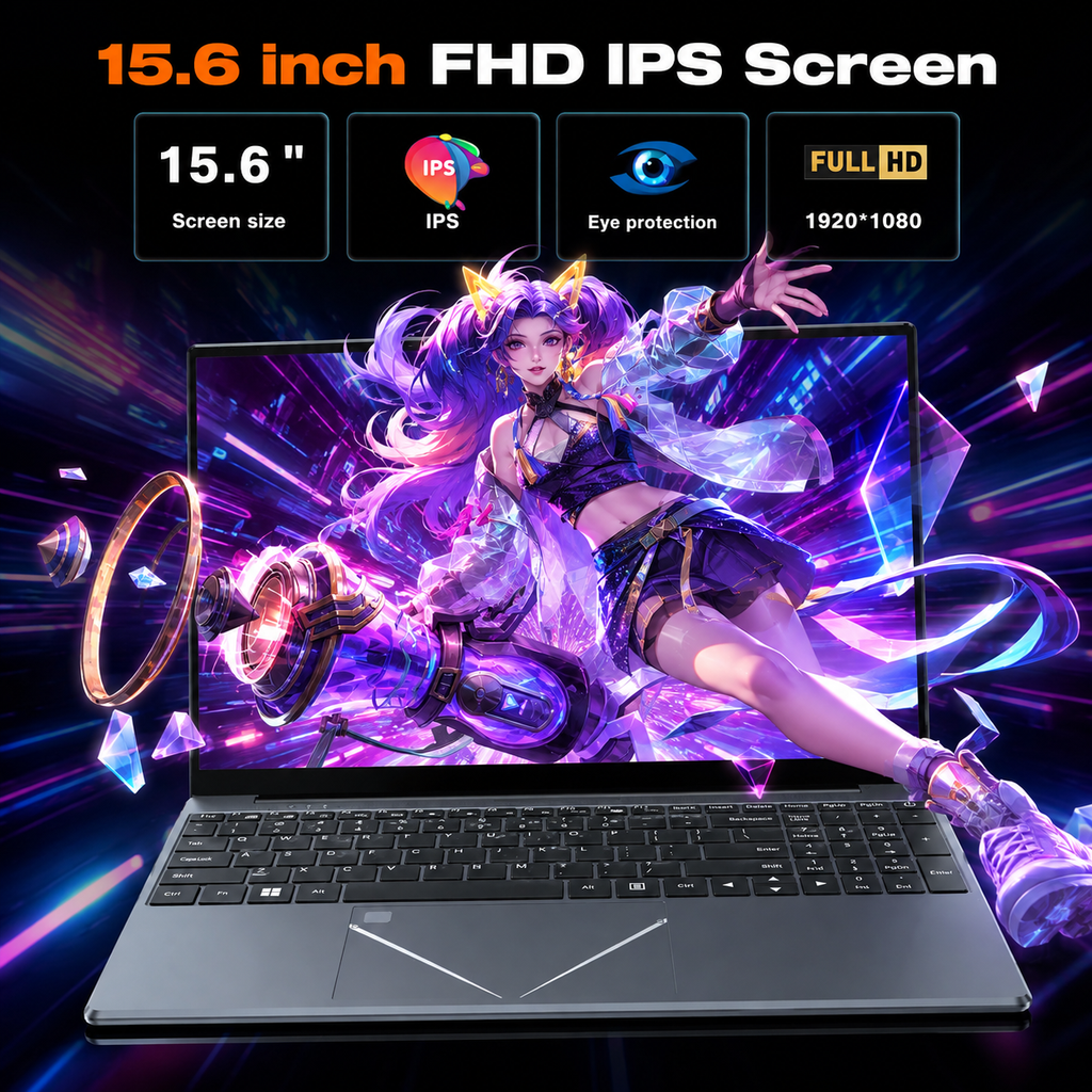 15.6 Student Laptop, Intel I3, 12GB RAM 256GB ROM Notebook Business Laptop for Beginner, Student, Business