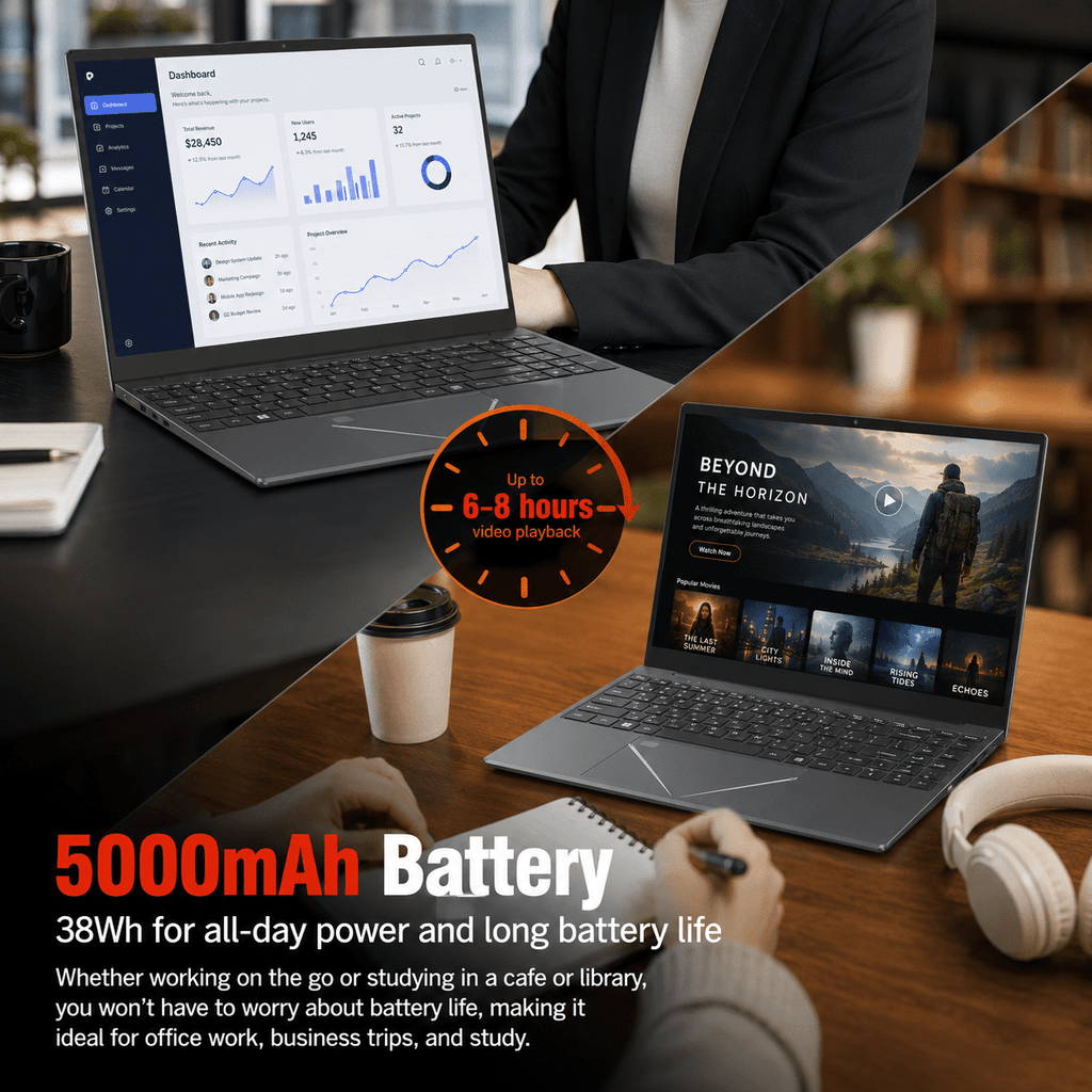 15.6 Student Laptop, Intel I3, 12GB RAM 256GB ROM Notebook Business Laptop for Beginner, Student, Business